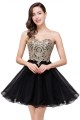 A-Line Sweetheart Gold Lace Appliques Short Prom Dresses Party Evening Gowns 3020284