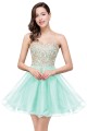 A-Line Sweetheart Gold Lace Appliques Short Prom Dresses Party Evening Gowns 3020284