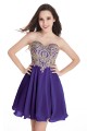 A-Line Sweetheart Gold Lace Appliques Short Purple Prom Dresses Party Evening Gowns 3020285