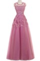 A-Line Illusion Neckline Lace Long Prom Dresses Party Evening Gowns 3020287