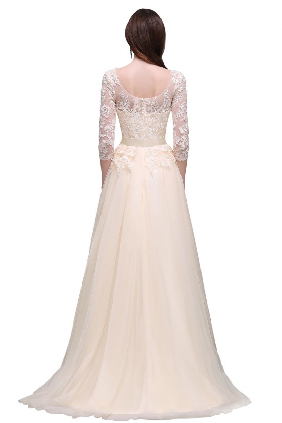 A-Line 3/4 Length Sleeve Lace Prom Dresses Party Evening Gowns 3020289