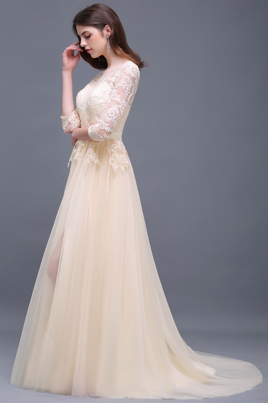 A-Line 3/4 Length Sleeve Lace Prom Dresses Party Evening Gowns 3020289