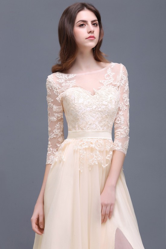 A-Line 3/4 Length Sleeve Lace Prom Dresses Party Evening Gowns 3020289