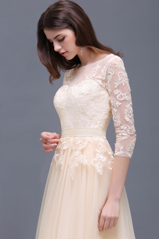 A-Line 3/4 Length Sleeve Lace Prom Dresses Party Evening Gowns 3020289