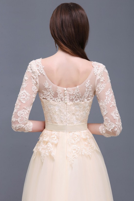A-Line 3/4 Length Sleeve Lace Prom Dresses Party Evening Gowns 3020289