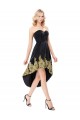 High Low Sweetheart Short Black Gold Lace Appliques Prom Dresses Party Evening Gowns 3020291