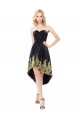 High Low Sweetheart Short Black Gold Lace Appliques Prom Dresses Party Evening Gowns 3020291
