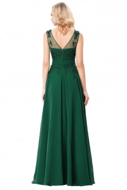 A-Line Illusion Neckline Lace Chiffon Prom Dresses Party Evening Gowns 3020294