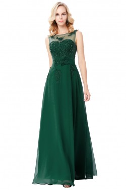 A-Line Illusion Neckline Lace Chiffon Prom Dresses Party Evening Gowns 3020294