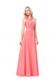A-Line Illusion Neckline Lace Chiffon Prom Dresses Party Evening Gowns 3020294