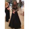 Two Pieces Long Sleeves Black Lace Prom Dresses Party Evening Gowns 3020296