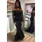 Mermaid Off-the-Shoulder Long Sleeve Black Lace Prom Dresses Party Evening Gowns 3020297