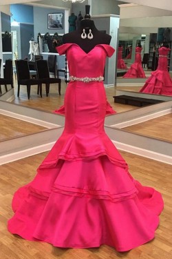 Mermaid Off-the-Shoulder Beaded Long Prom Dresses Party Evening Gowns 3020303