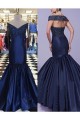 Mermaid Off-the-Shoulder V-Neck Long Blue Prom Dresses Party Evening Gowns 3020304