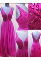 A-Line V-Neck Beaded Long Chiffon Prom Dresses Party Evening Gowns 3020313