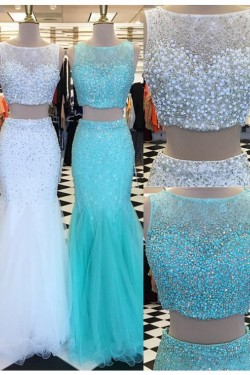 Two Pieces Mermaid Beaded Prom Dresses Party Evening Gowns 3020317