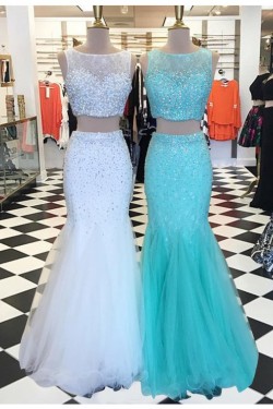 Two Pieces Mermaid Beaded Prom Dresses Party Evening Gowns 3020317