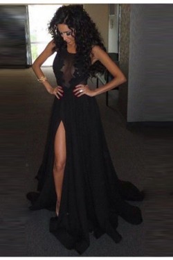 Long Black Lace Prom Dresses Party Evening Gowns 3020323