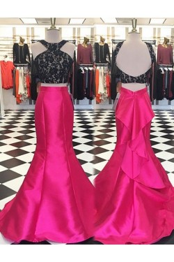 Mermaid Two Pieces Lace Prom Dresses Party Evening Gowns 3020327