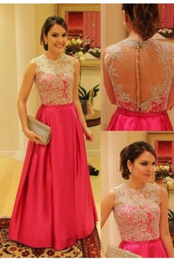 A-Line Jewel Neckline Prom Dresses Party Evening Gowns 3020330