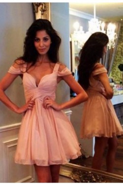 Short Pink Off-the-Shoulder Homecoming Cocktail Prom Dresses 3020334