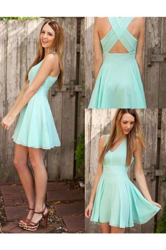 Short/Mini V-Neck Homecoming Cocktail Prom Dresses 3020339