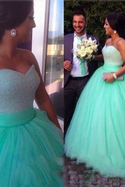 Ball Gown Sweetheart Mint Tulle Prom Dresses Party Evening Gowns 3020341