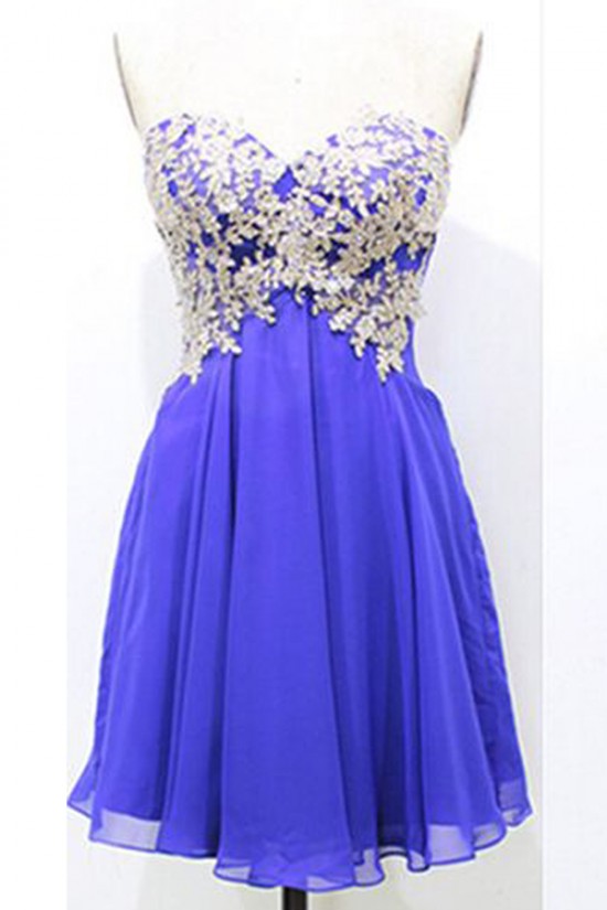 Short Blue Chiffon Lace Homecoming Cocktail Prom Dresses 3020343