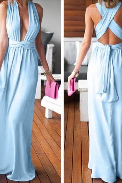 Sexy Long Blue Prom Dresses Party Evening Gowns 3020344