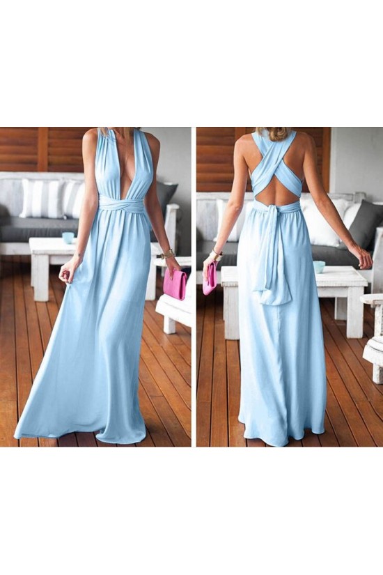 Sexy Long Blue Prom Dresses Party Evening Gowns 3020344