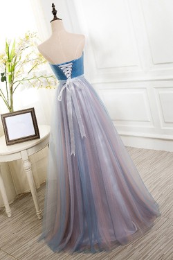 A-Line Tulle Long Prom Dresses Party Evening Gowns 3020356