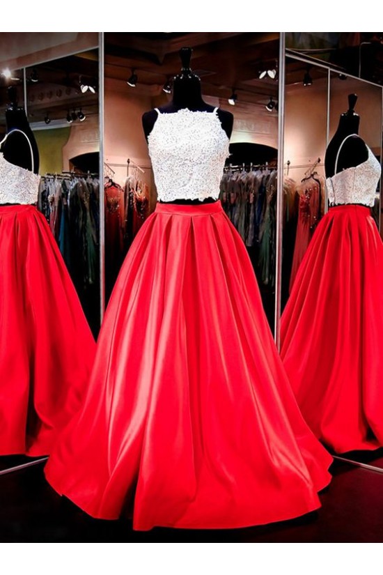 Spaghetti Straps Two Pieces Prom Dresses Party Evening Gowns 3020358