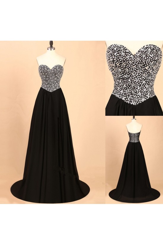 A-Line Sweetheart Beaded Long Black Prom Dresses Party Evening Gowns 3020359 A-Line Sweetheart Beaded Long Black Prom Dresses Party Evening Gowns 3020359