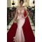Long Pink Illusion Neckline Lace Mermaid Prom Dresses Party Evening Gowns 3020361
