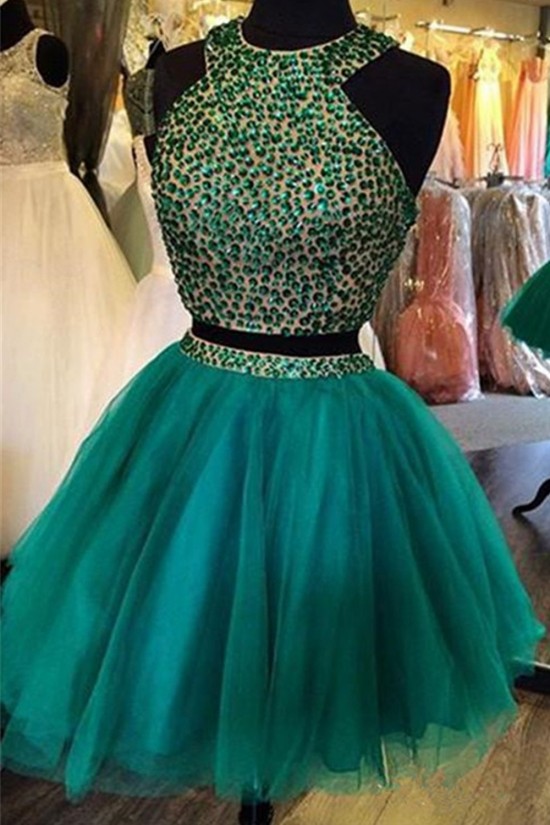 Two Pieces Beaded Short Homecoming Cocktail Prom Dresses 3020365