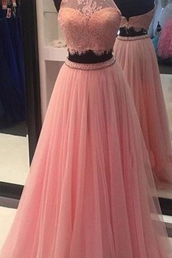 Halter Two Pieces Beaded Lace Prom Dresses Party Evening Gowns 3020367