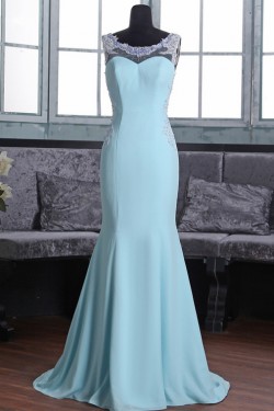Mermaid Long Blue Beaded Lace Prom Dresses Party Evening Gowns 3020369
