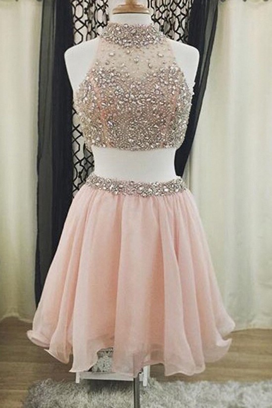Two Pieces Beaded Short Homecoming Cocktail Prom Dresses 3020373