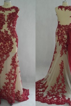 Mermaid One Sleeve Lace Long See Through Prom Dresses Party Evening Gowns 3020375