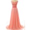 A-Line Illusion Neckline Lace Chiffon Prom Dresses Party Evening Gowns 3020378