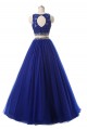 Two Pieces Beaded Lace Appliques Long Blue Prom Dresses Party Evening Gowns 3020380