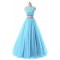 Two Pieces Beaded Lace Appliques Long Blue Prom Dresses Party Evening Gowns 3020380