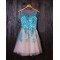 Short Illusion Neckline Blue Lace Appliques Homecoming Cocktail Prom Dresses 3020385