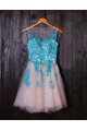 Short Illusion Neckline Blue Lace Appliques Homecoming Cocktail Prom Dresses 3020385 Short Illusion Neckline Blue Lace Appliques Homecoming Cocktail Prom Dresses 3020385