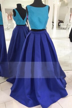 Two Pieces Blue Prom Dresses Party Evening Gowns 3020387