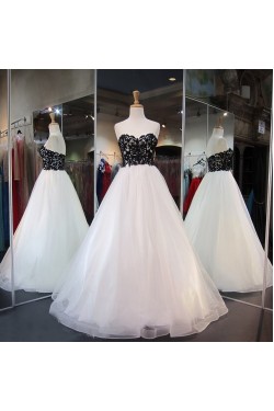 Long Black White Lace Prom Dresses Party Evening Gowns 3020388