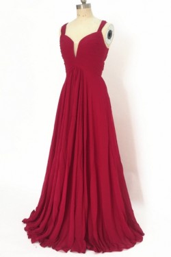 A-Line Long Red Chiffon Prom Dresses Party Evening Gowns 3020390