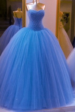 Beaded Tulle Ball Gown Prom Dresses Party Evening Gowns 3020396