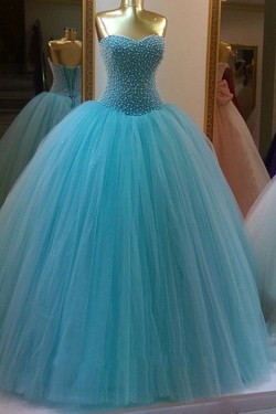 Beaded Tulle Ball Gown Prom Dresses Party Evening Gowns 3020396
