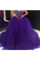 Ball Gown Sweetheart Burgundy Beaded Tulle Prom Dresses Party Evening Gowns 3020399
